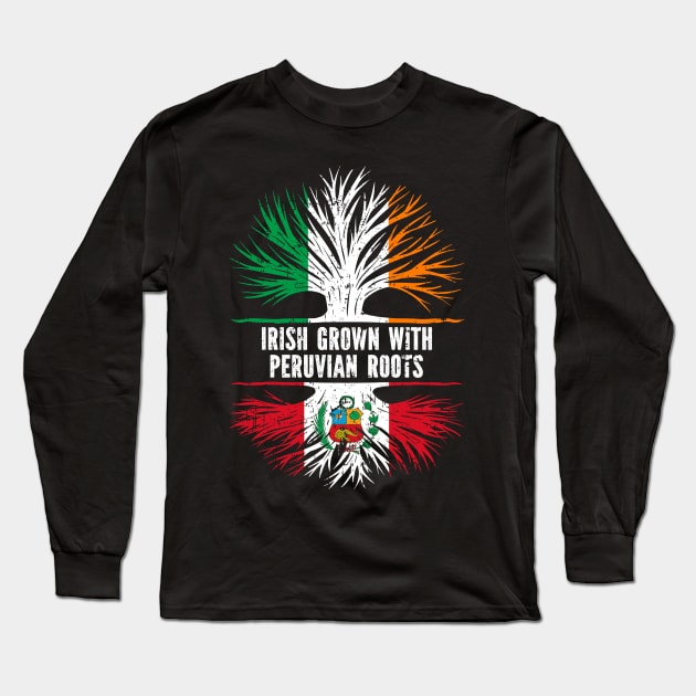 Irish Grown With Peruvian Roots Ireland Flag Long Sleeve T-Shirt by silvercoin